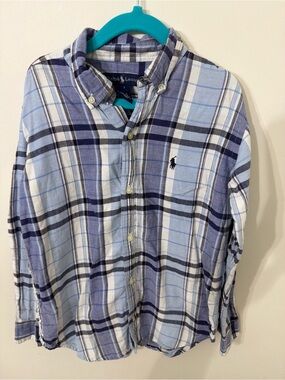 Ralph Lauren Light Blue and Navy Plaid Button-Down Shirt